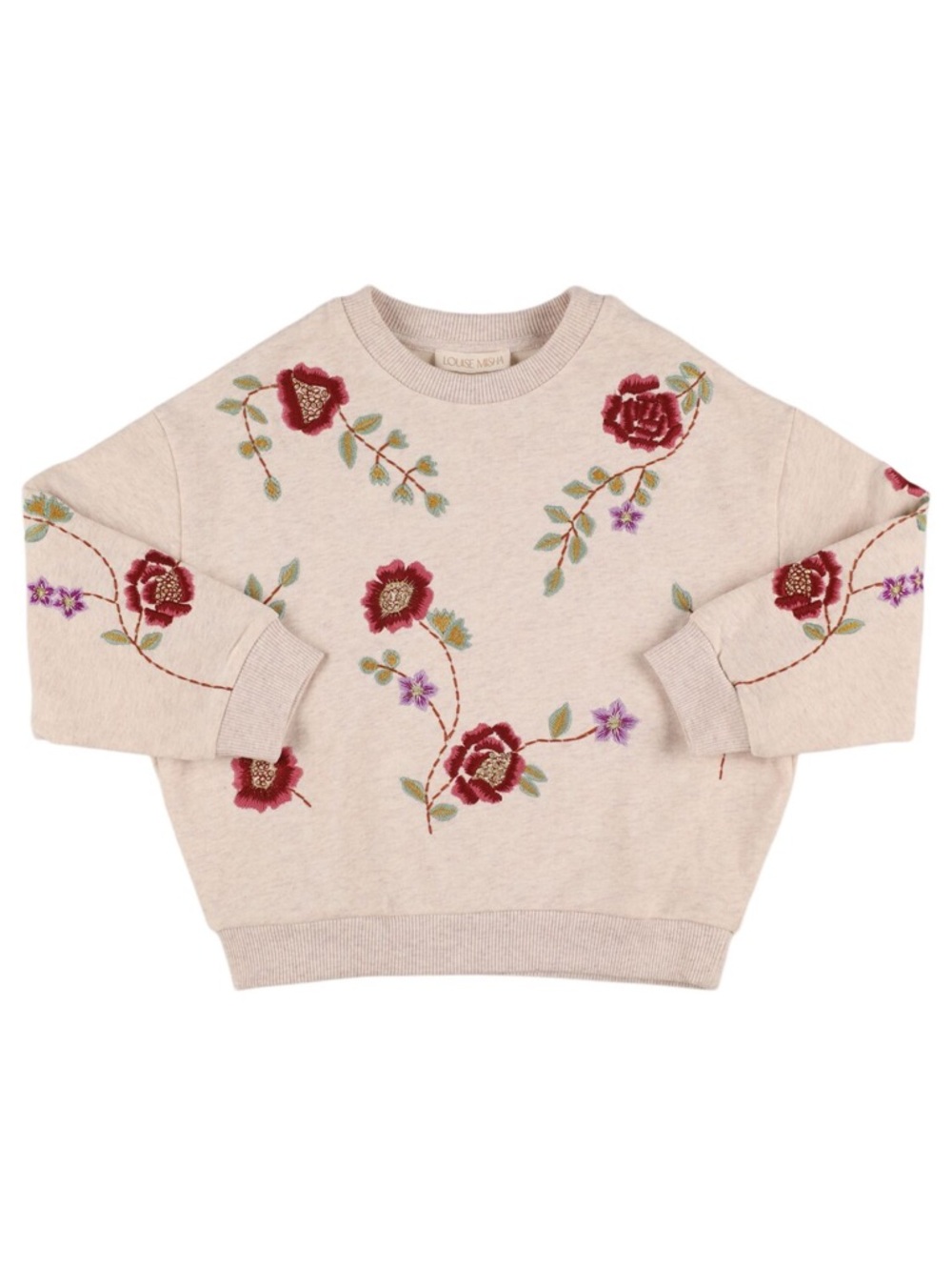 Louise Misha Rosalia Embroidered Crewneck Sweatshirt in Light grey